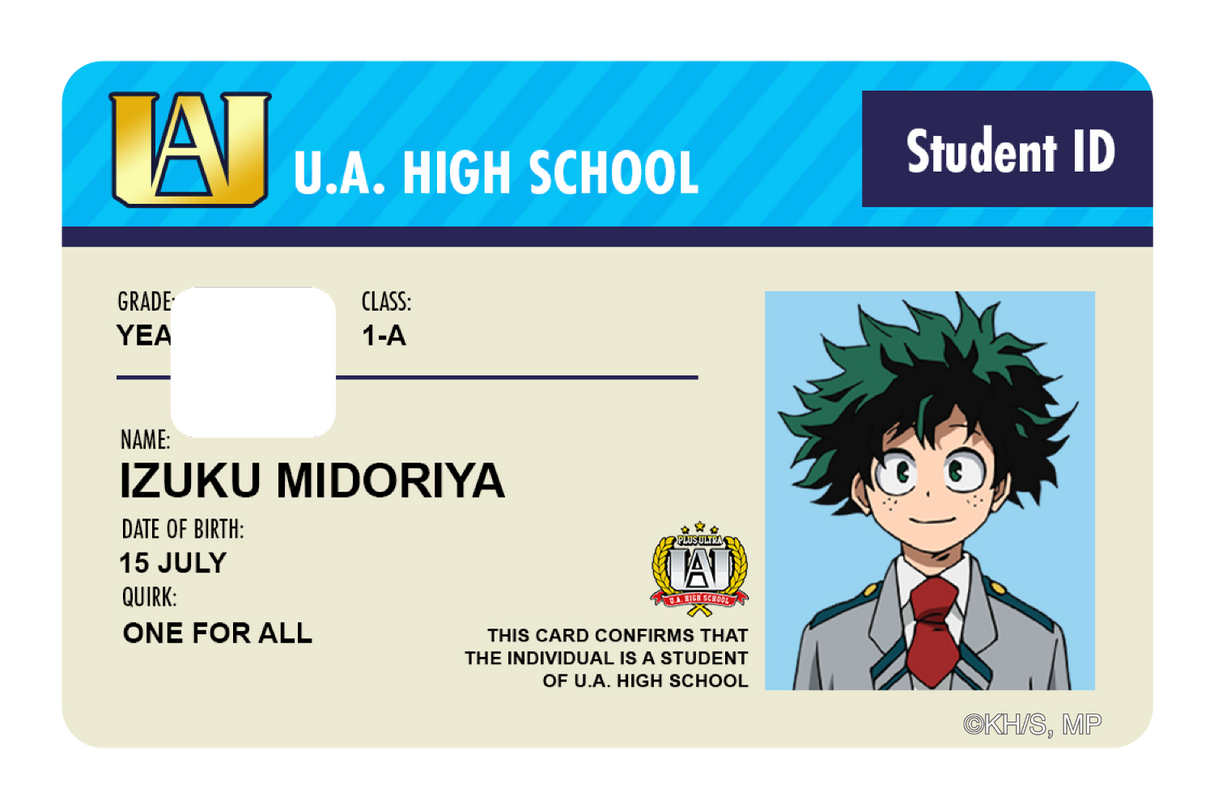 Student ID - Izuku Midoriya - Card Covers - My Hero Academia - CUCU Covers