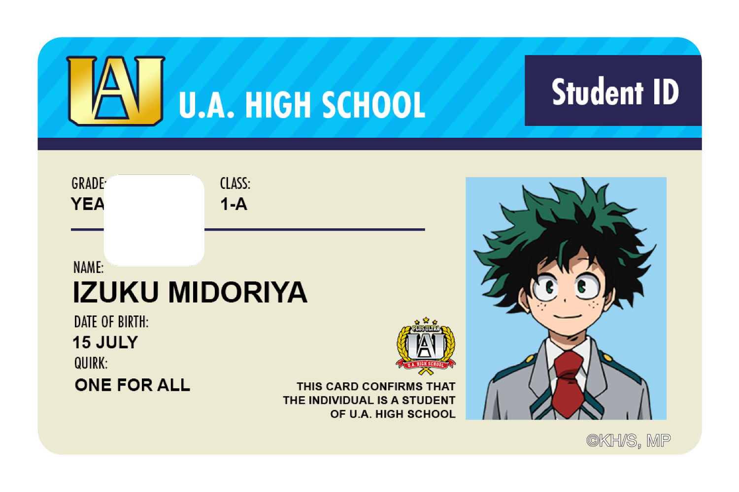 Student ID - Izuku Midoriya - Card Covers - My Hero Academia - CUCU Covers