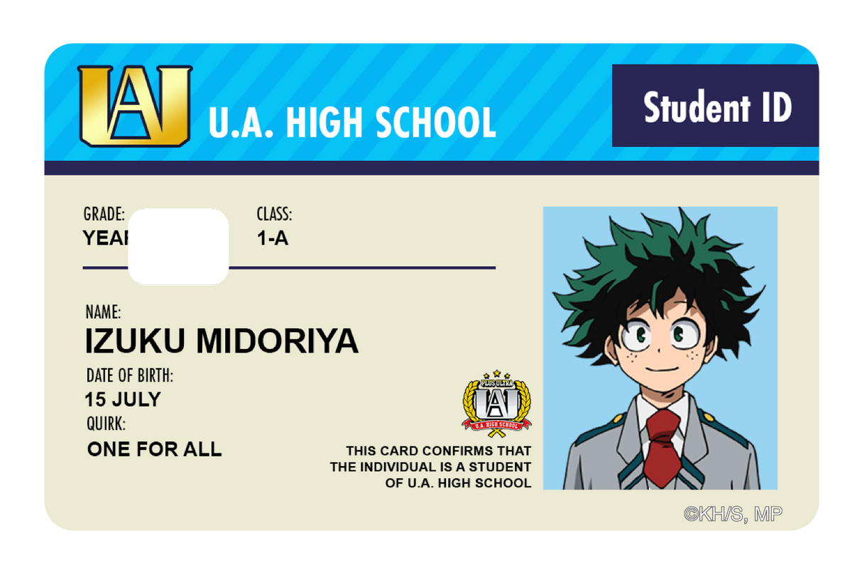 Student ID - Izuku Midoriya - Card Covers - My Hero Academia - CUCU Covers