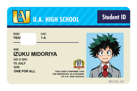 Student ID - Izuku Midoriya - Card Covers - My Hero Academia - CUCU Covers