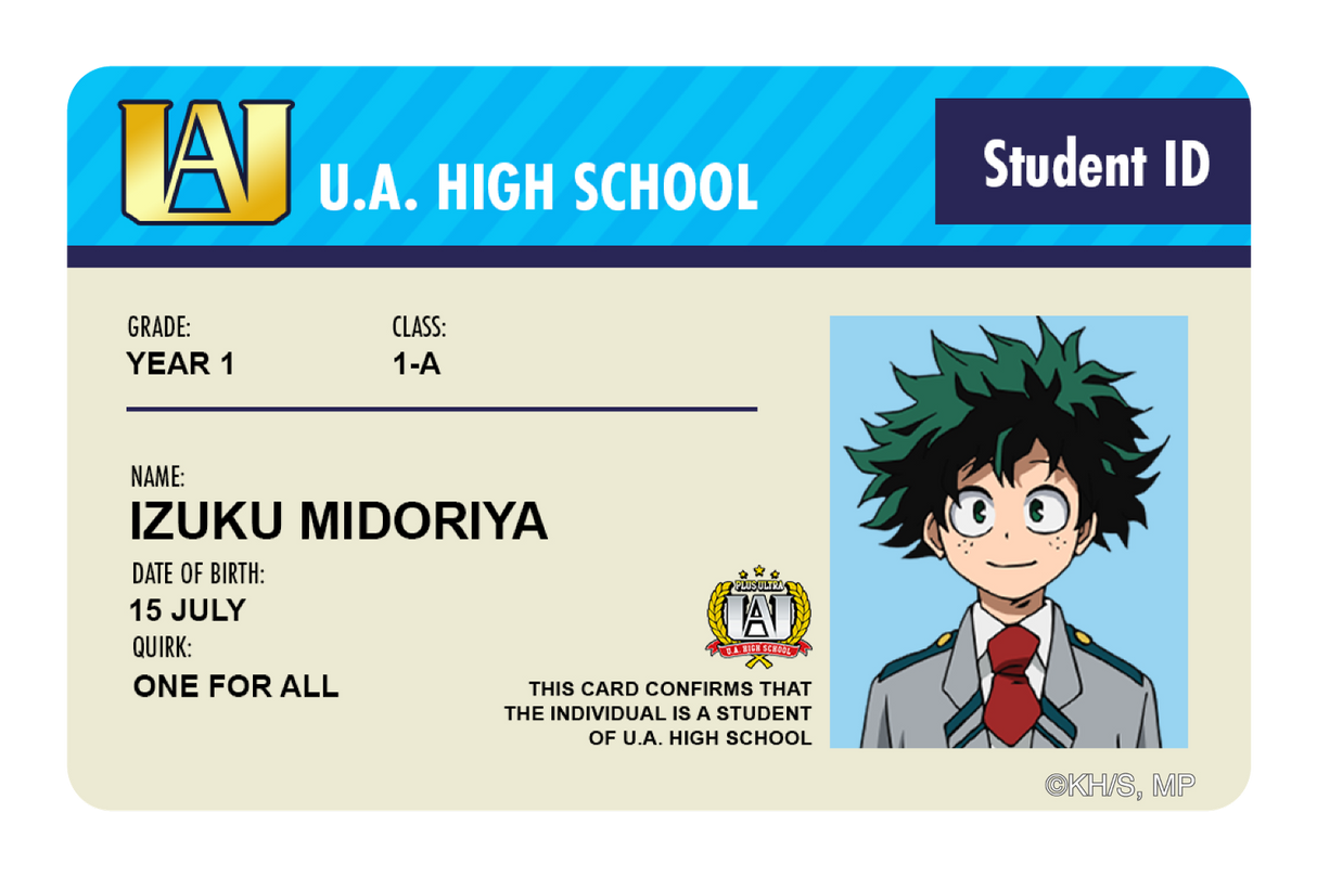 Student ID - Izuku Midoriya - Card Covers - My Hero Academia - CUCU Covers