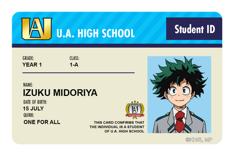 Student ID - Izuku Midoriya - Card Covers - My Hero Academia - CUCU Covers