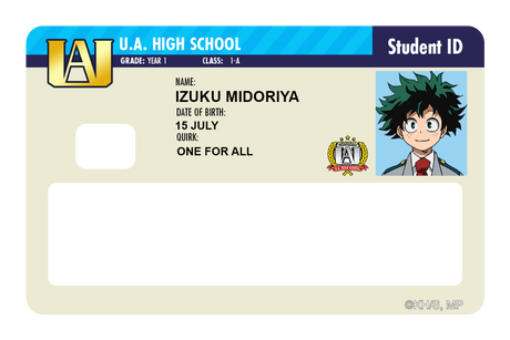 Student ID - Izuku Midoriya - Card Covers - My Hero Academia - CUCU Covers