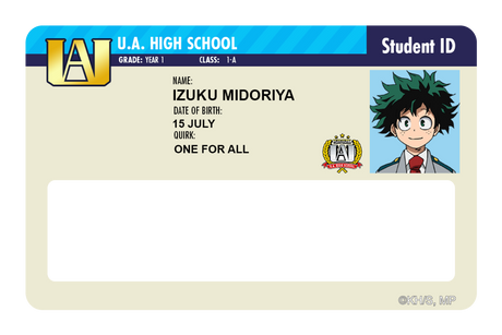 Student ID - Izuku Midoriya - Card Covers - My Hero Academia - CUCU Covers