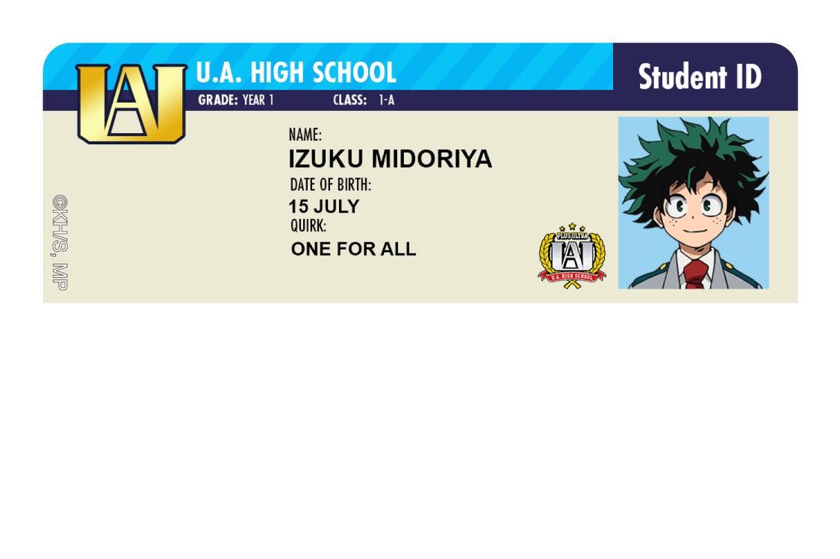 Student ID - Izuku Midoriya - Card Covers - My Hero Academia - CUCU Covers