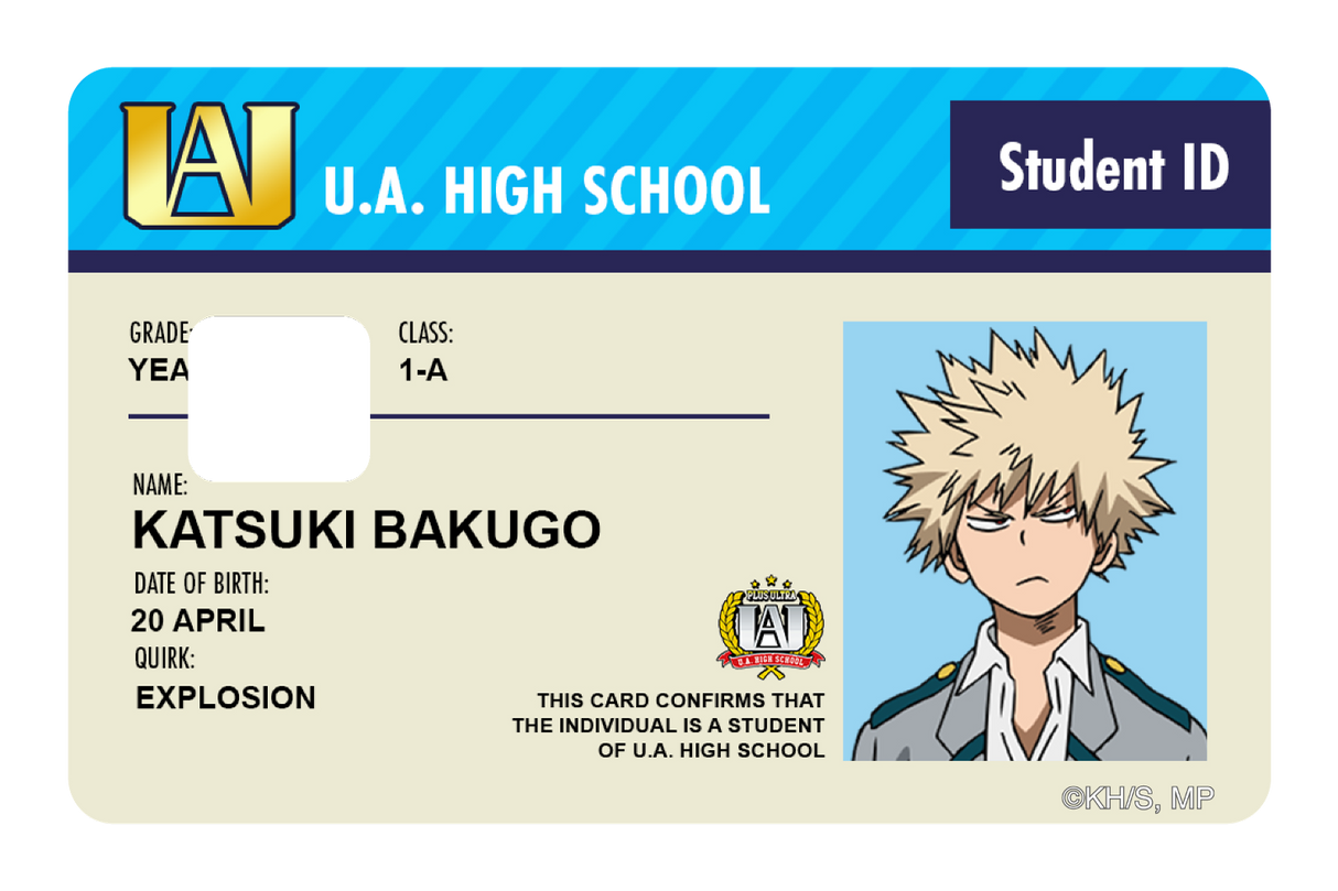 Student ID - Katsuki Bakugo - Card Covers - My Hero Academia - CUCU Covers