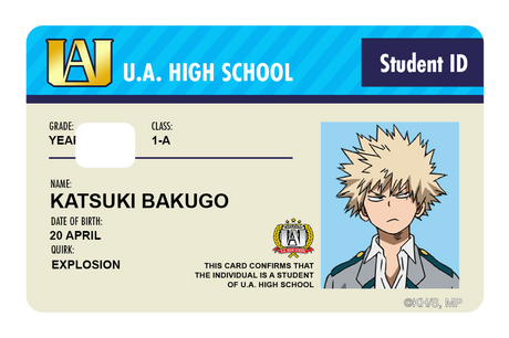 Student ID - Katsuki Bakugo - Card Covers - My Hero Academia - CUCU Covers