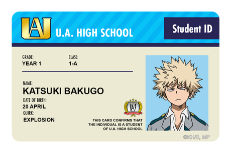 Student ID - Katsuki Bakugo - Card Covers - My Hero Academia - CUCU Covers