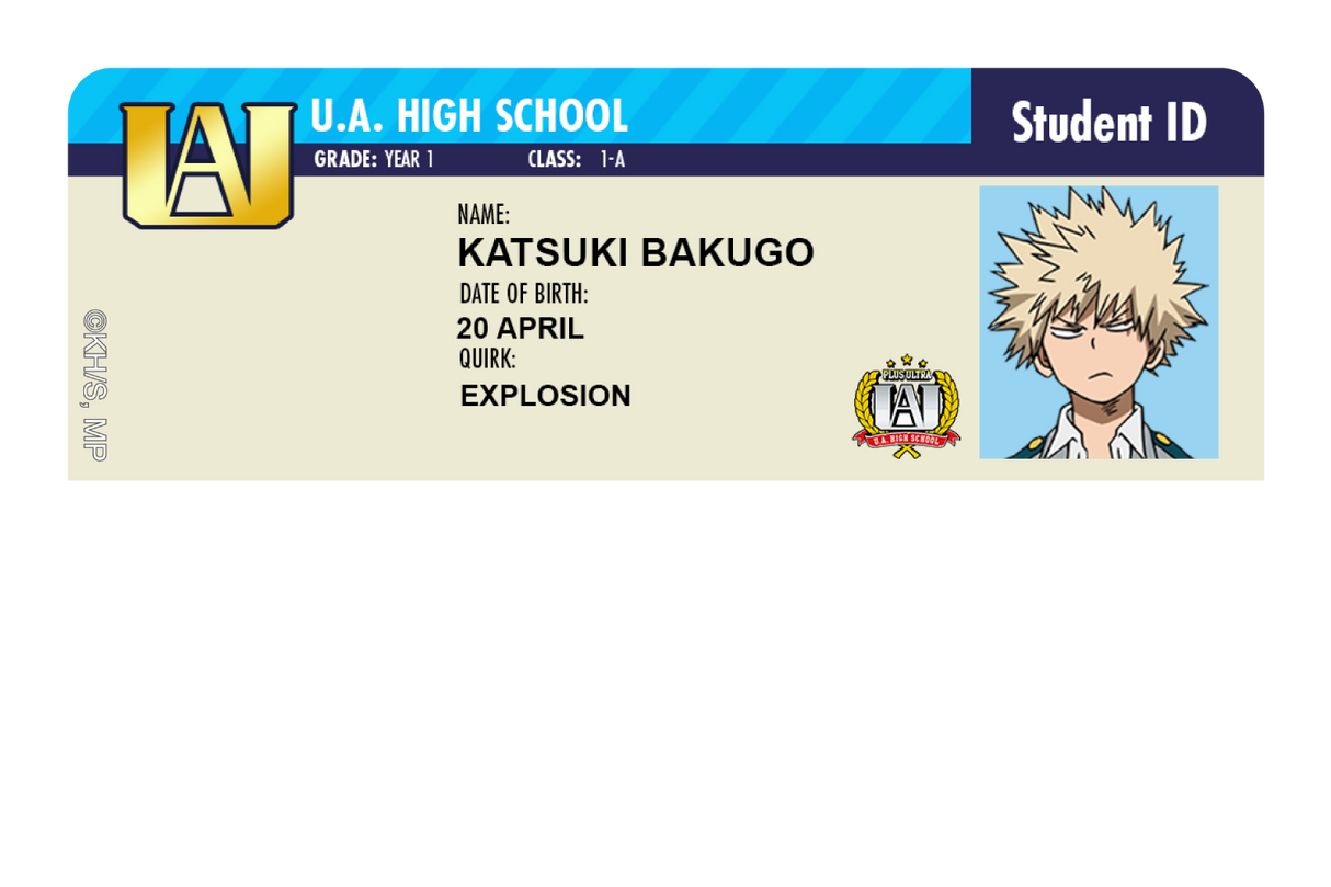 Student ID - Katsuki Bakugo - Card Covers - My Hero Academia - CUCU Covers