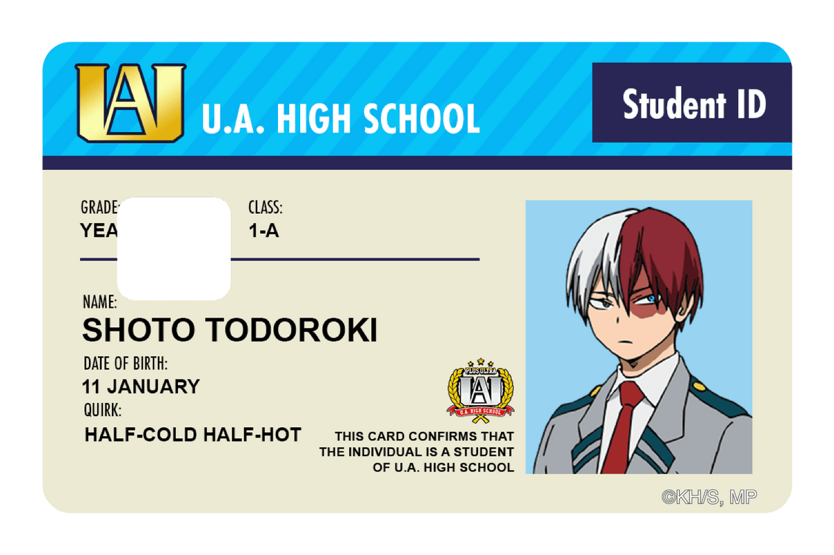 Student ID - Shoto Todoroki - Card Covers - My Hero Academia - CUCU Covers