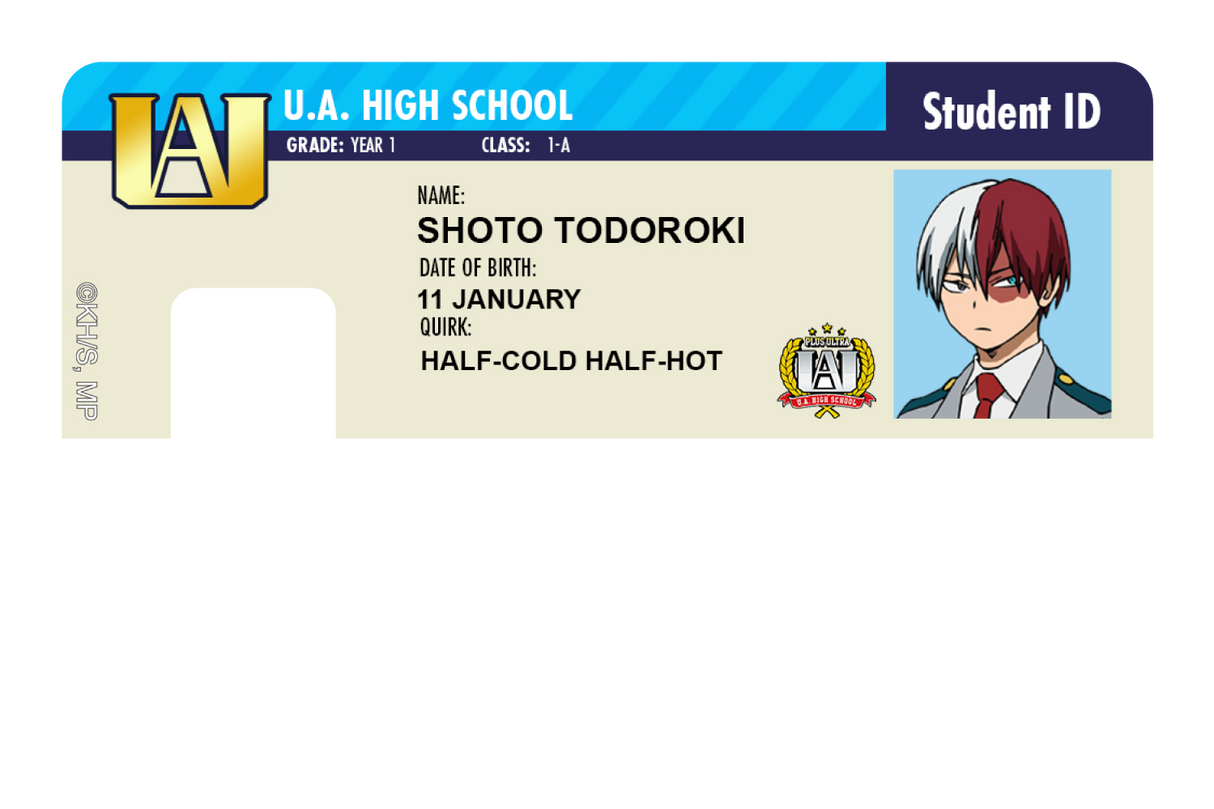 Student ID - Shoto Todoroki - Card Covers - My Hero Academia - CUCU Covers