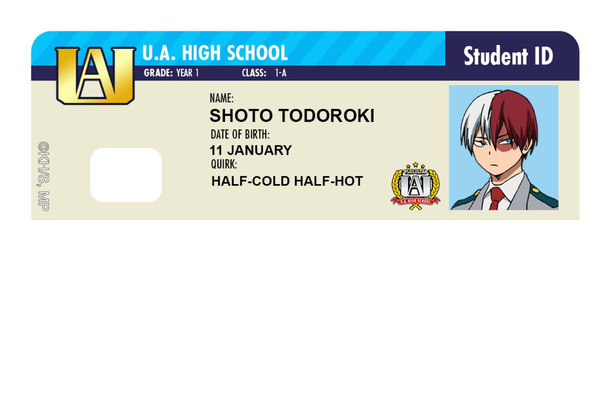 Student ID - Shoto Todoroki - Card Covers - My Hero Academia - CUCU Covers