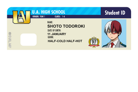 Student ID - Shoto Todoroki - Card Covers - My Hero Academia - CUCU Covers