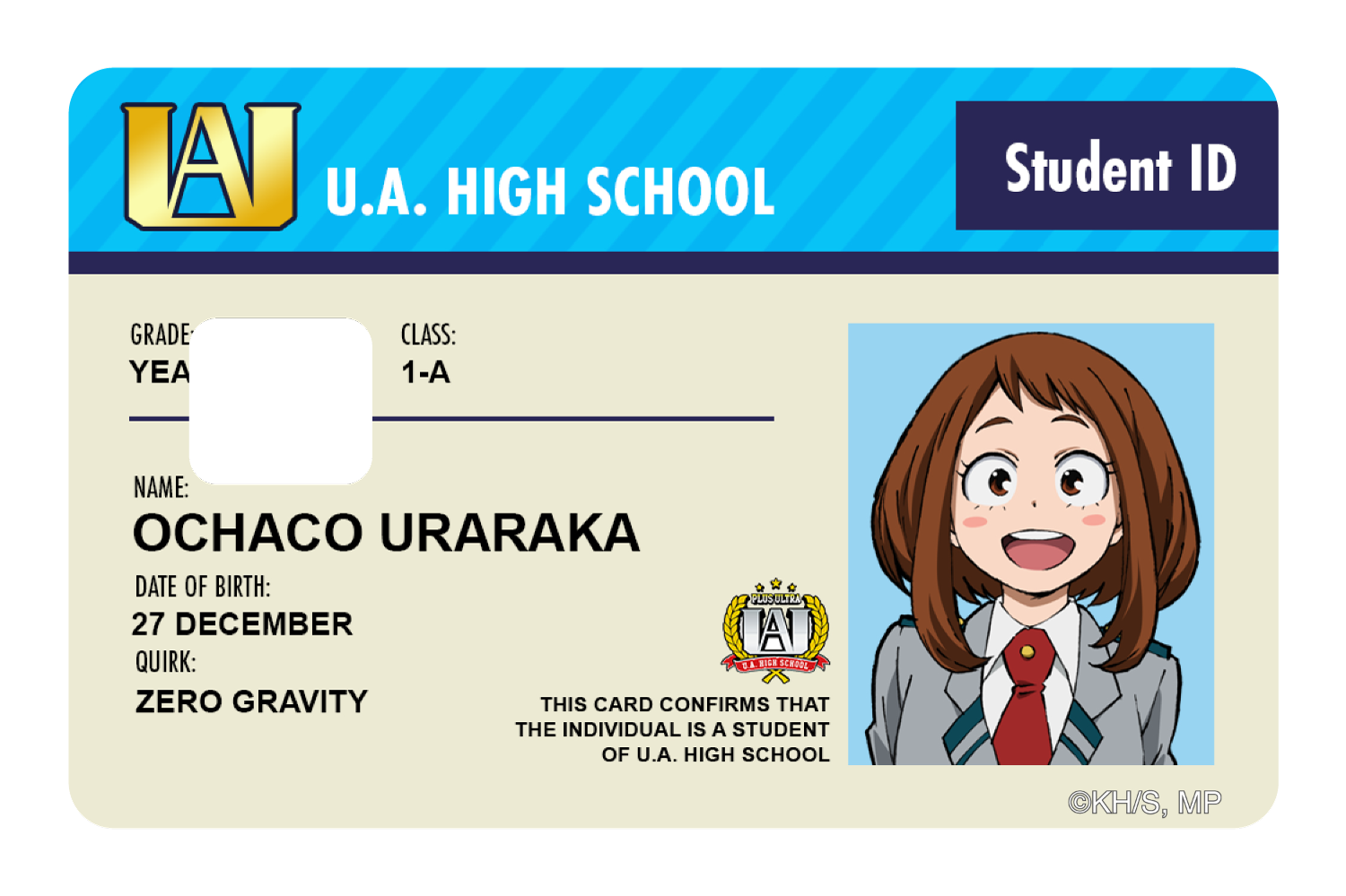 Student ID - Ochaco Uraraka - Card Covers - My Hero Academia - CUCU Covers