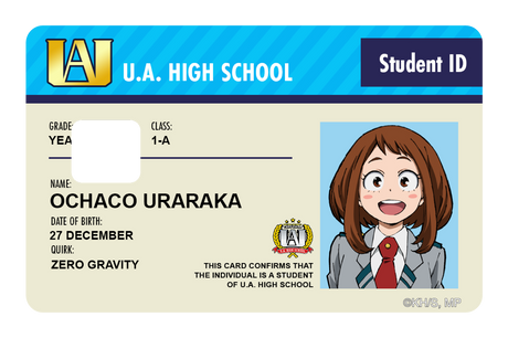 Student ID - Ochaco Uraraka - Card Covers - My Hero Academia - CUCU Covers