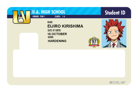 Student ID - Eijiro Kirishima - Card Covers - My Hero Academia - CUCU Covers