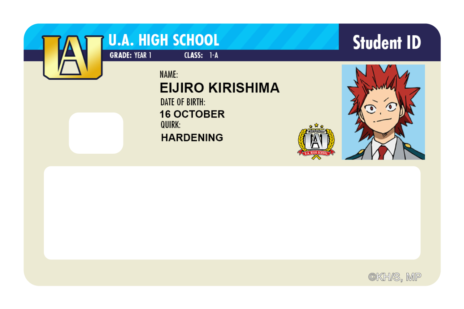 Student ID - Eijiro Kirishima - Card Covers - My Hero Academia - CUCU Covers