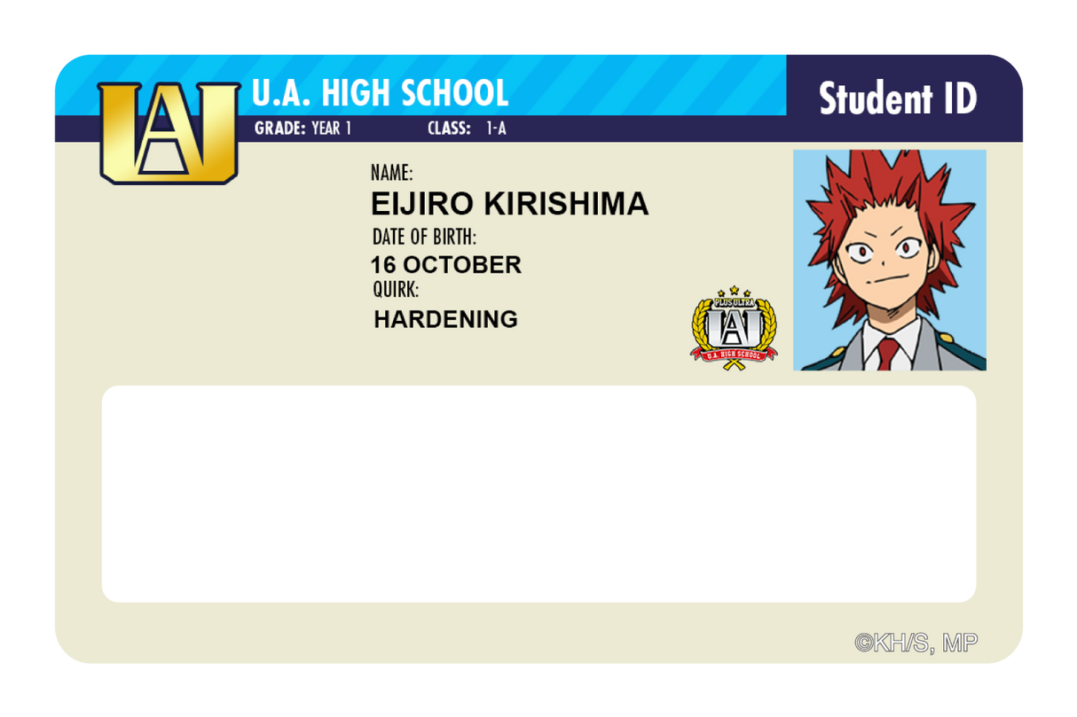 Student ID - Eijiro Kirishima - Card Covers - My Hero Academia - CUCU Covers