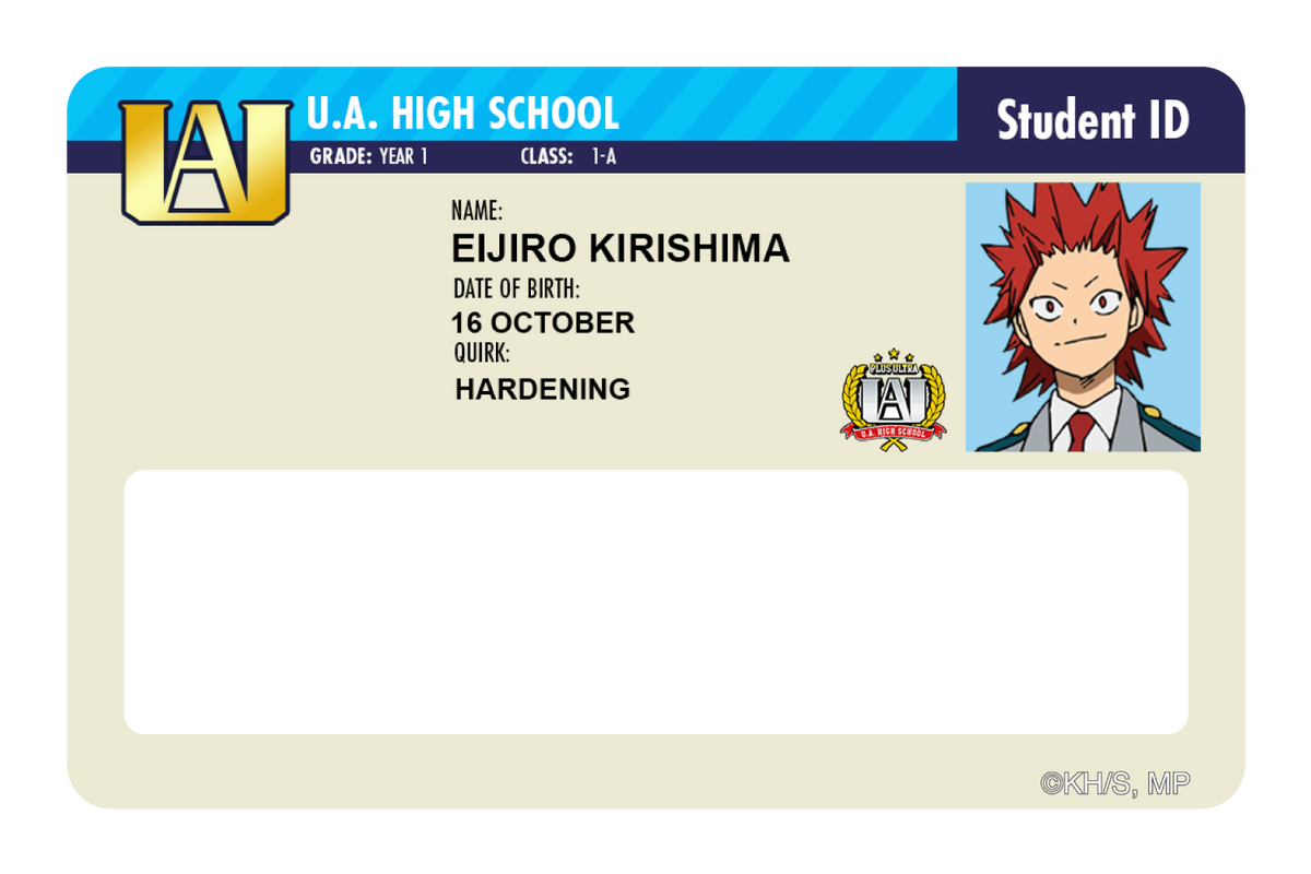 Student ID - Eijiro Kirishima - Card Covers - My Hero Academia - CUCU Covers
