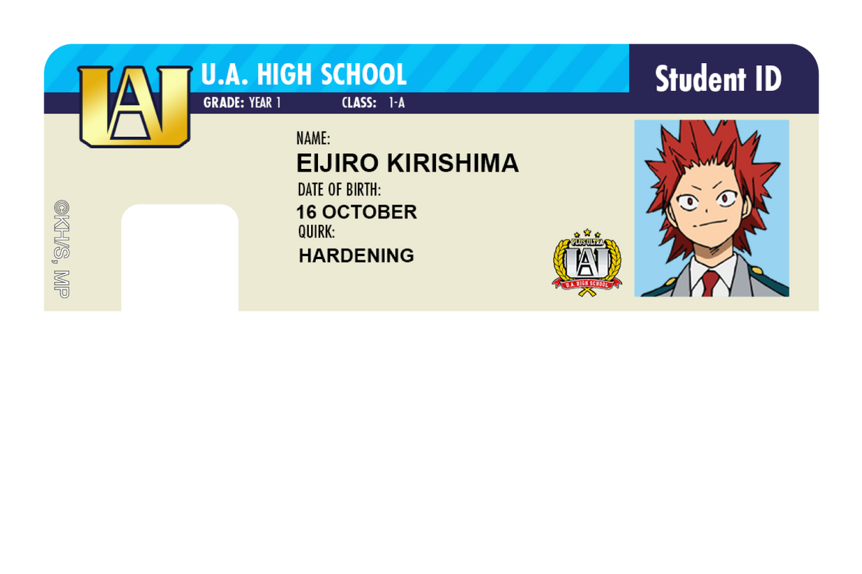 Student ID - Eijiro Kirishima - Card Covers - My Hero Academia - CUCU Covers