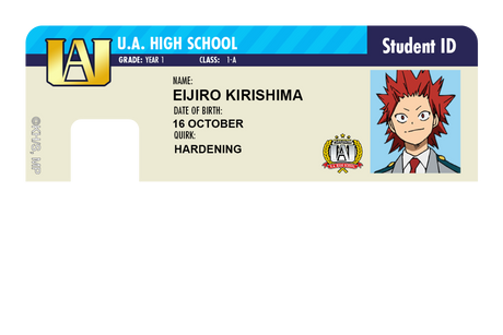 Student ID - Eijiro Kirishima - Card Covers - My Hero Academia - CUCU Covers