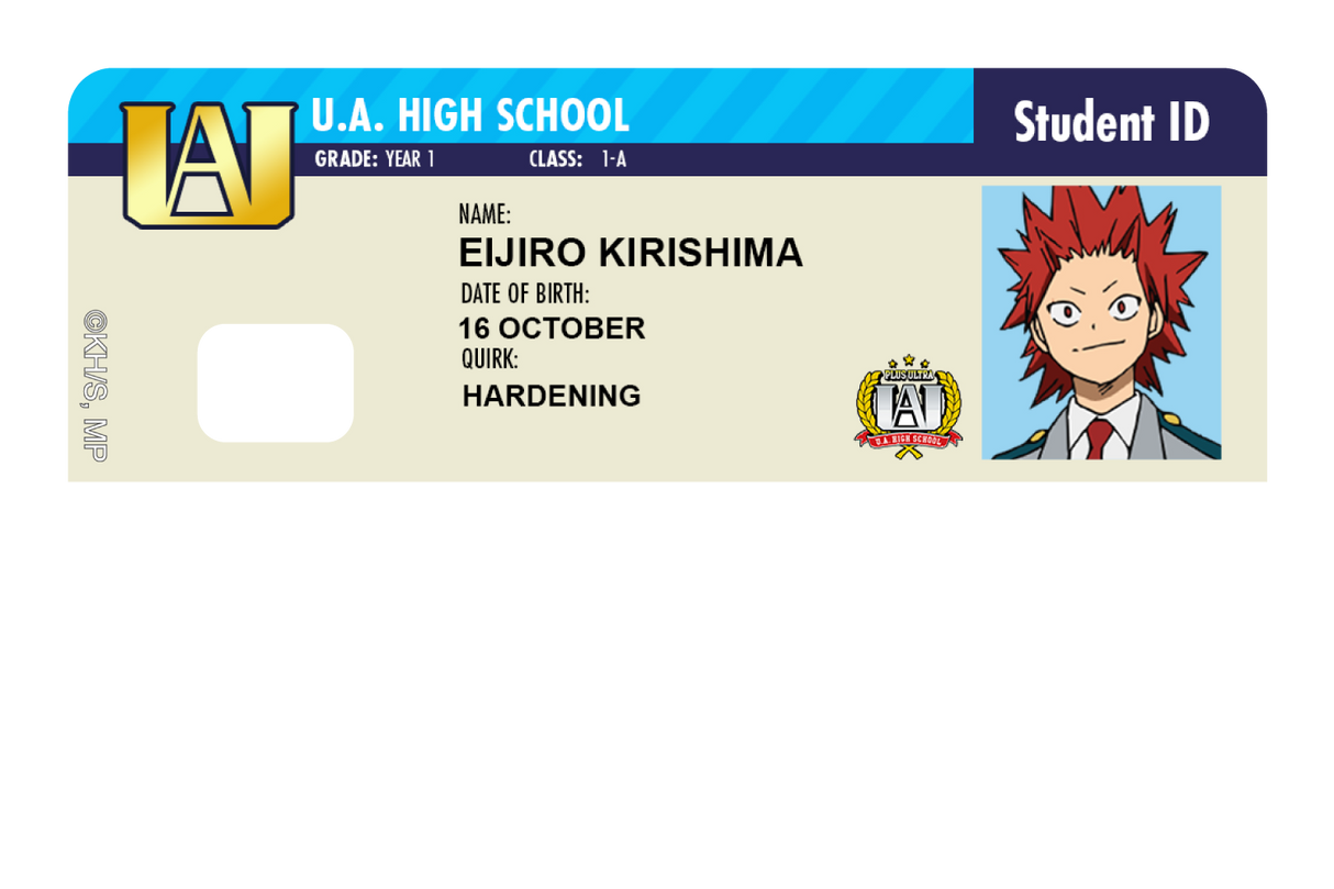 Student ID - Eijiro Kirishima - Card Covers - My Hero Academia - CUCU Covers