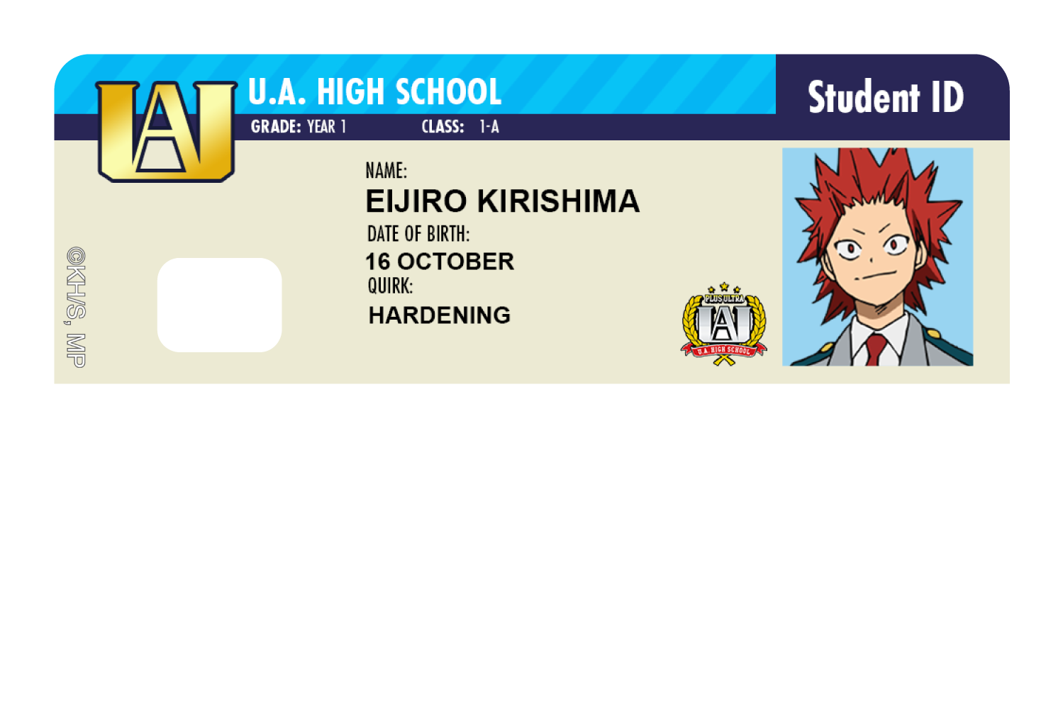 Student ID - Eijiro Kirishima - Card Covers - My Hero Academia - CUCU Covers