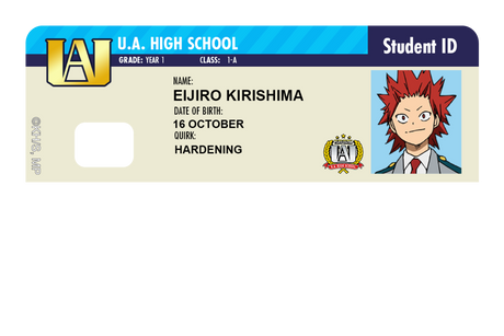 Student ID - Eijiro Kirishima - Card Covers - My Hero Academia - CUCU Covers