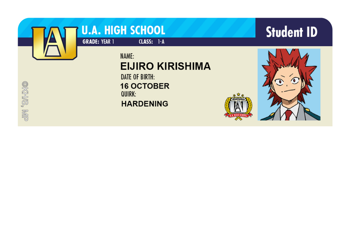 Student ID - Eijiro Kirishima - Card Covers - My Hero Academia - CUCU Covers