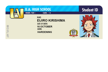 Student ID - Eijiro Kirishima - Card Covers - My Hero Academia - CUCU Covers