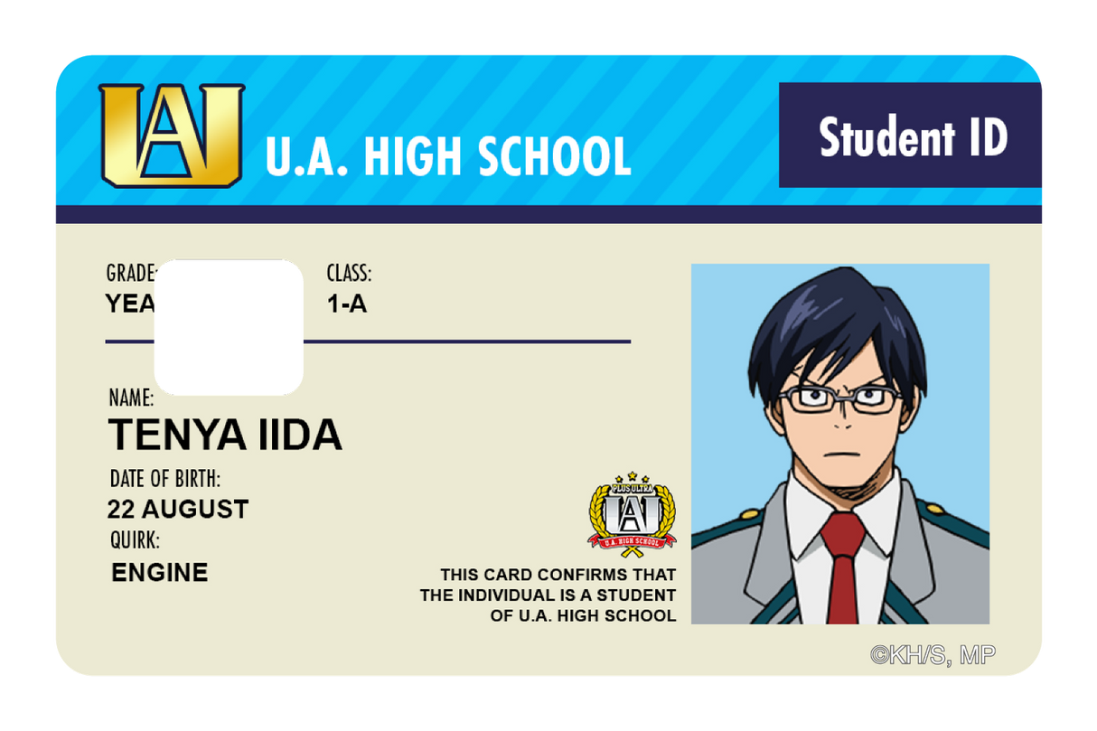 Student ID - Tenya Iida - Card Covers - My Hero Academia - CUCU Covers