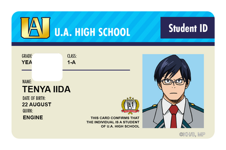 Student ID - Tenya Iida - Card Covers - My Hero Academia - CUCU Covers