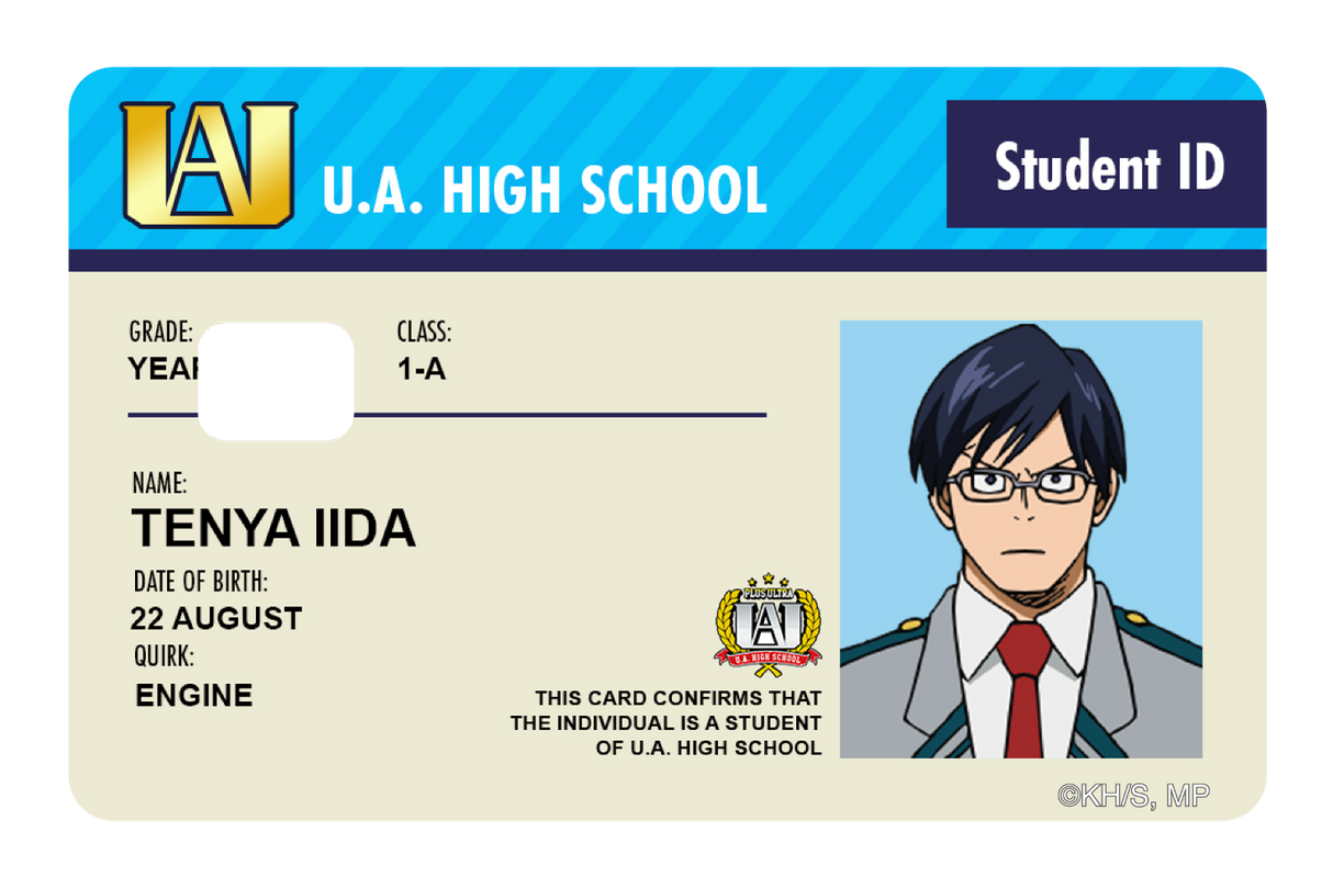 Student ID - Tenya Iida - Card Covers - My Hero Academia - CUCU Covers