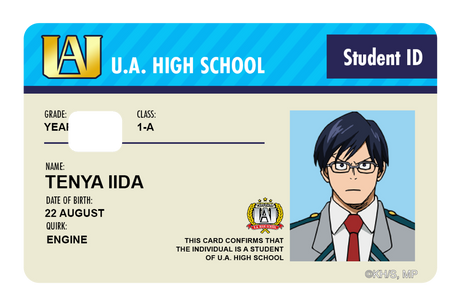 Student ID - Tenya Iida - Card Covers - My Hero Academia - CUCU Covers