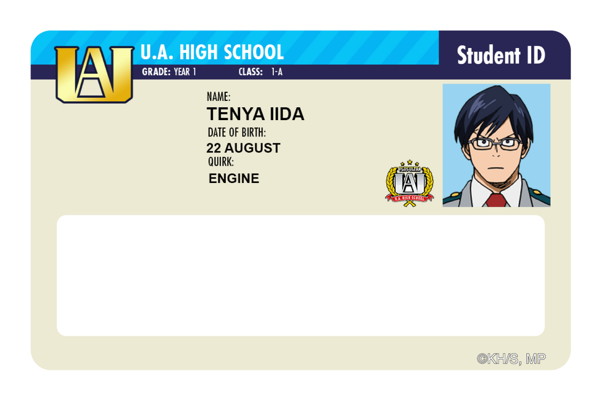 Student ID - Tenya Iida - Card Covers - My Hero Academia - CUCU Covers