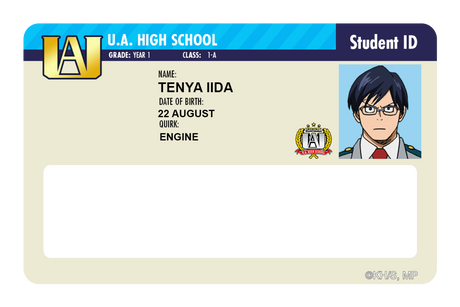 Student ID - Tenya Iida - Card Covers - My Hero Academia - CUCU Covers