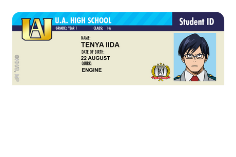 Student ID - Tenya Iida - Card Covers - My Hero Academia - CUCU Covers