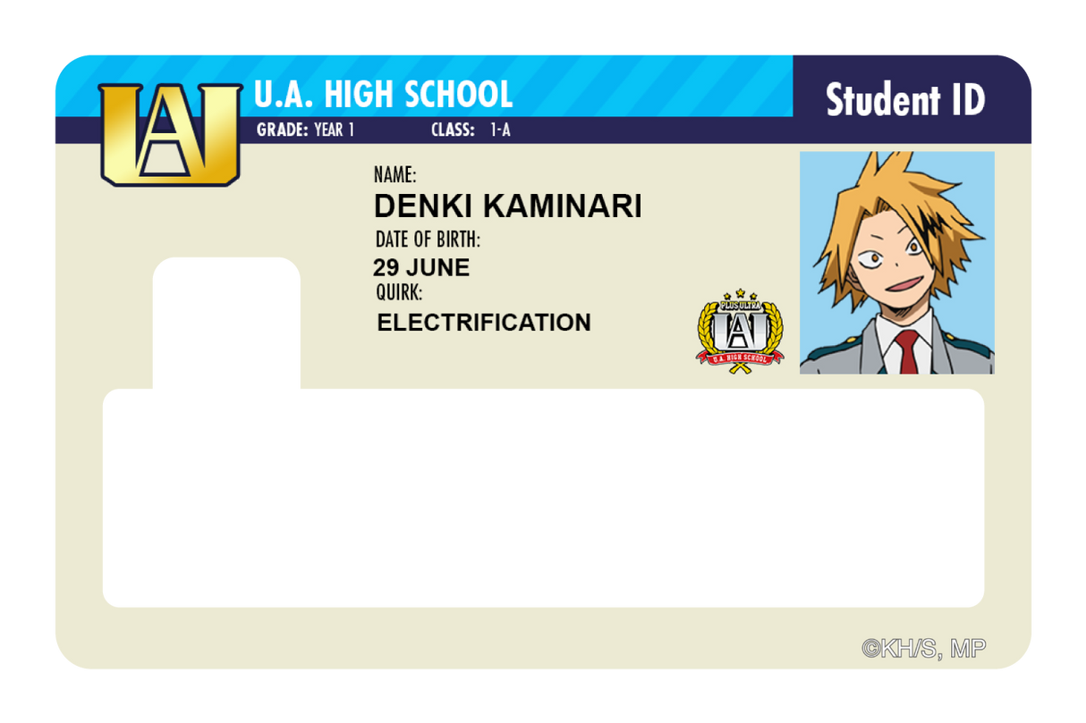 Student ID - Denki Kaminari - Card Covers - My Hero Academia - CUCU Covers