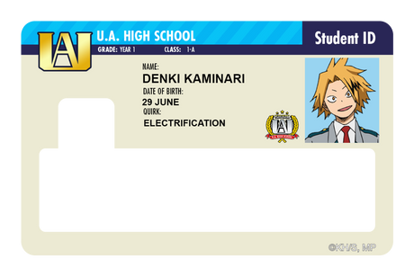 Student ID - Denki Kaminari - Card Covers - My Hero Academia - CUCU Covers