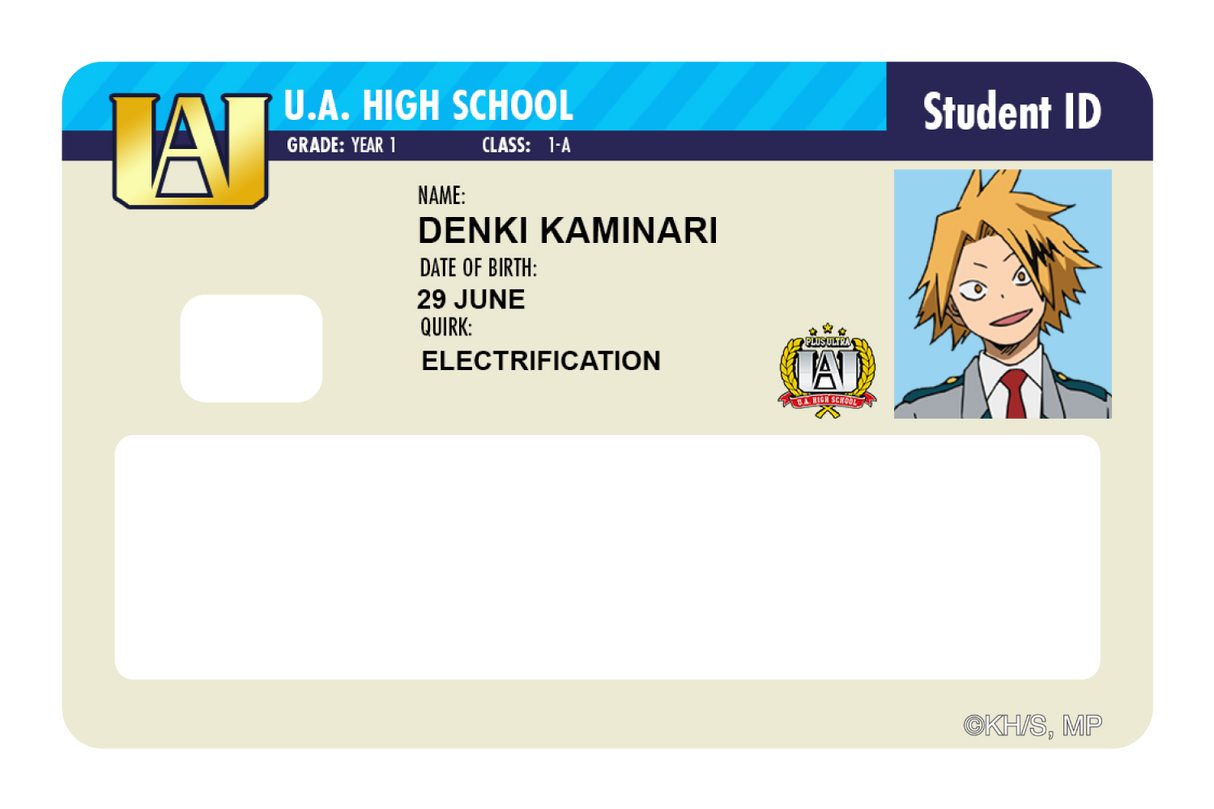 Student ID - Denki Kaminari - Card Covers - My Hero Academia - CUCU Covers