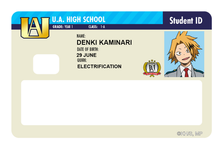 Student ID - Denki Kaminari - Card Covers - My Hero Academia - CUCU Covers