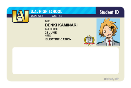 Student ID - Denki Kaminari - Card Covers - My Hero Academia - CUCU Covers