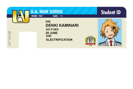 Student ID - Denki Kaminari - Card Covers - My Hero Academia - CUCU Covers