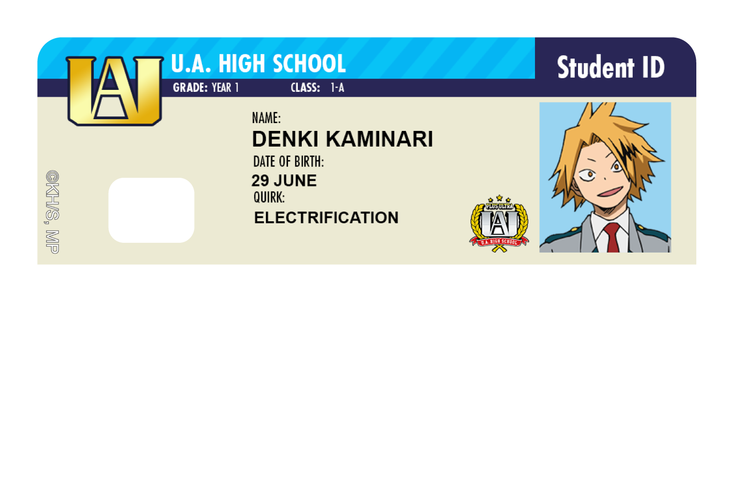 Student ID - Denki Kaminari - Card Covers - My Hero Academia - CUCU Covers