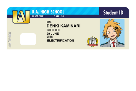 Student ID - Denki Kaminari - Card Covers - My Hero Academia - CUCU Covers