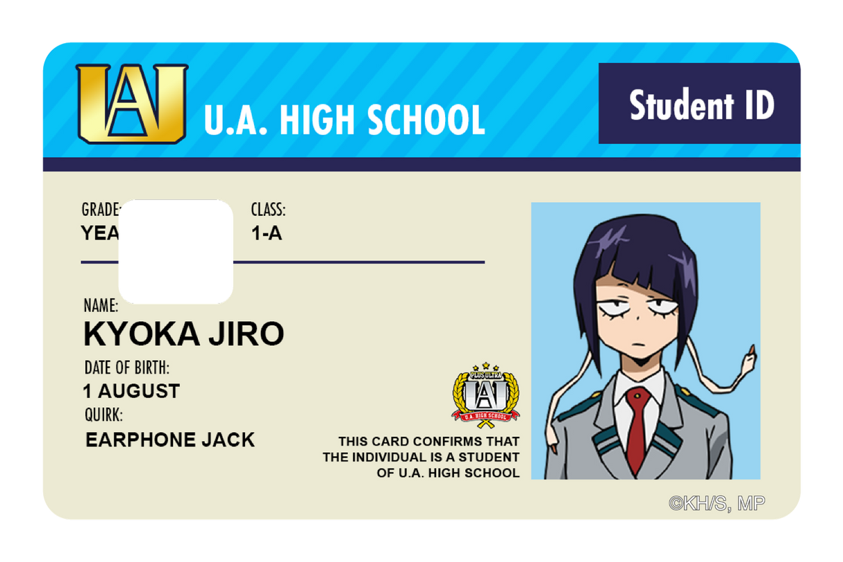 Student ID - Kyoka Jiro - Card Covers - My Hero Academia - CUCU Covers