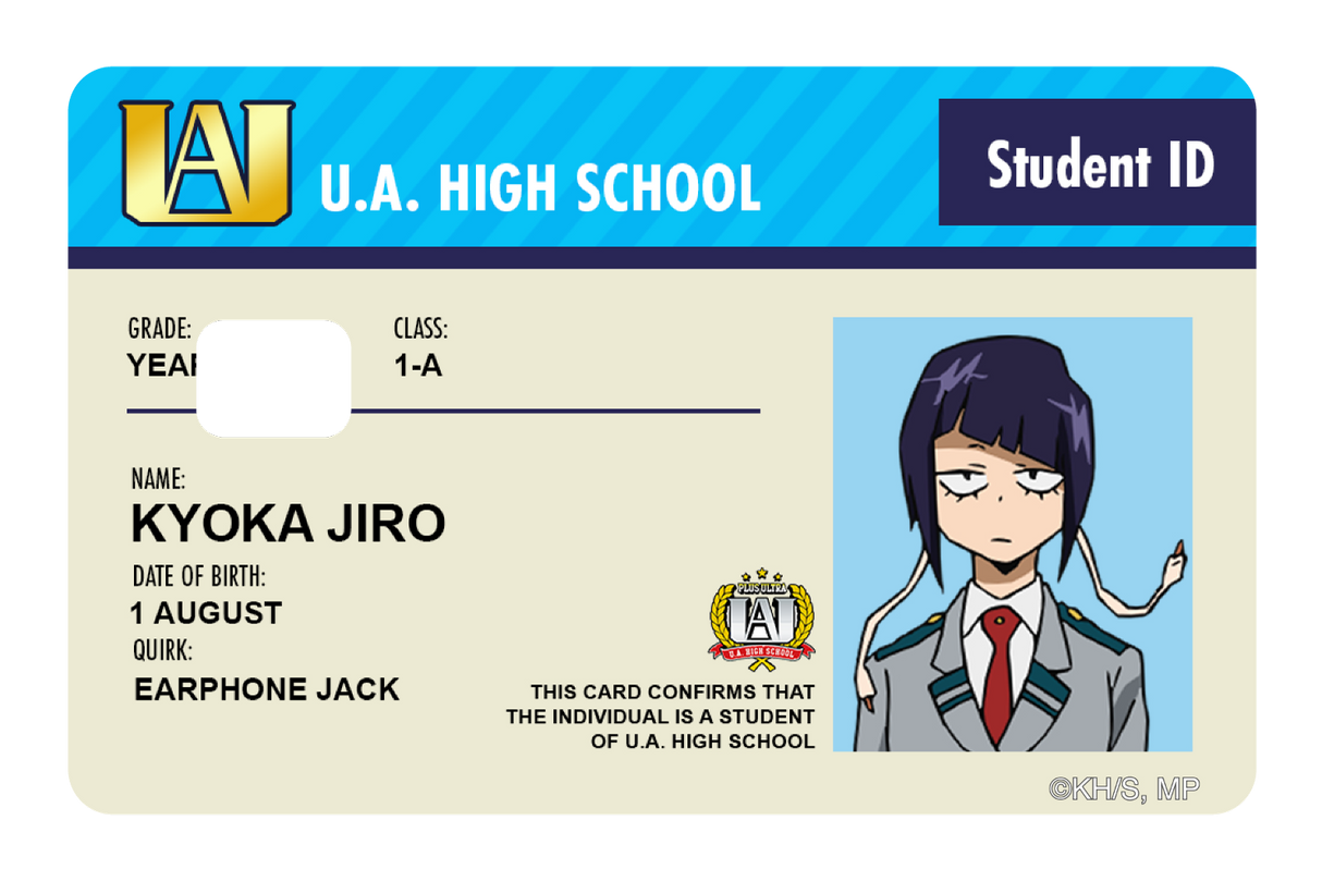 Student ID - Kyoka Jiro - Card Covers - My Hero Academia - CUCU Covers