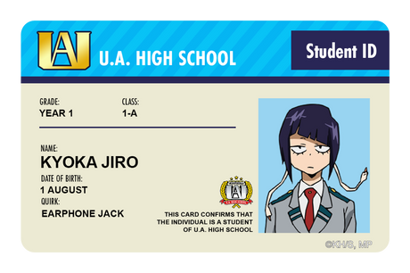 Student ID - Kyoka Jiro - Card Covers - My Hero Academia - CUCU Covers