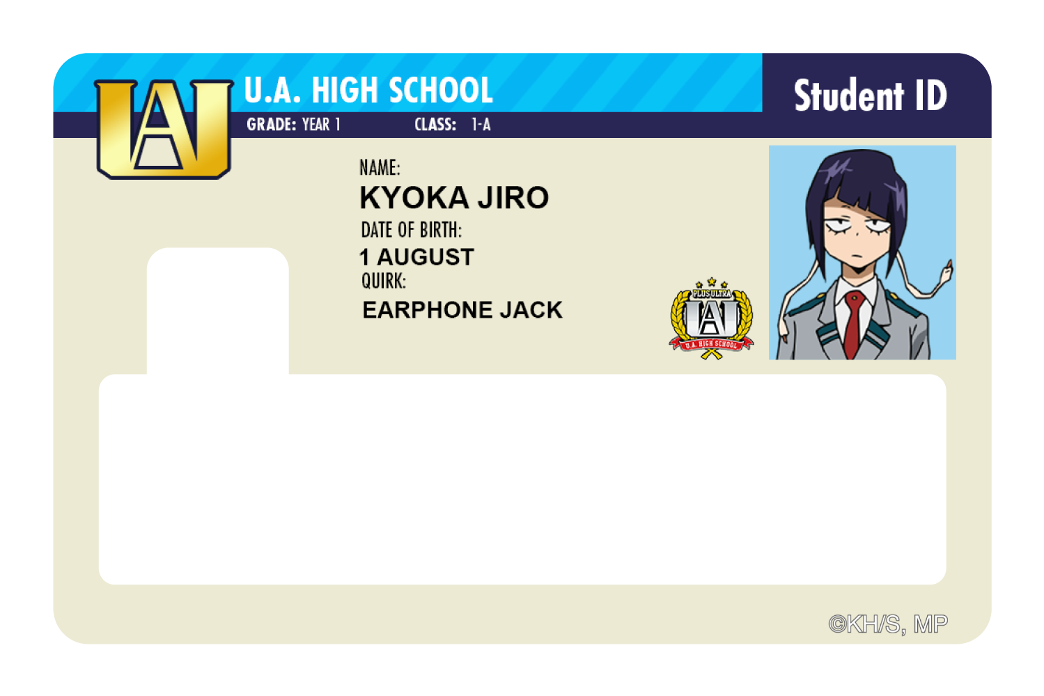 Student ID - Kyoka Jiro - Card Covers - My Hero Academia - CUCU Covers