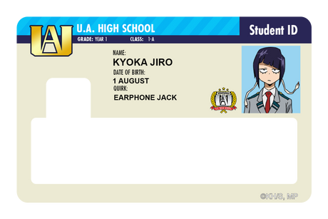 Student ID - Kyoka Jiro - Card Covers - My Hero Academia - CUCU Covers